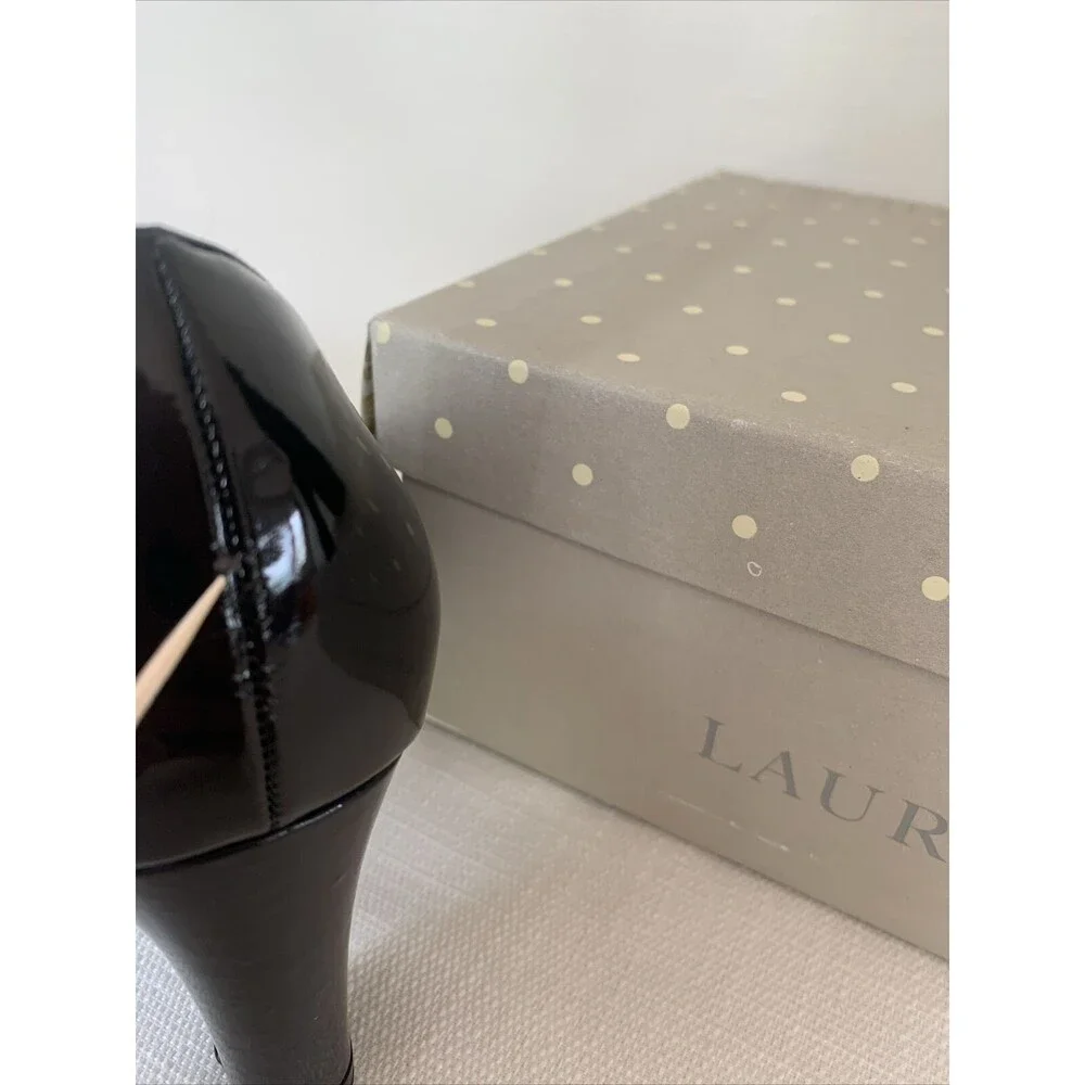 Laura Ashley Women’s Black Faux Patent Leather Heels‎ Pumps 7 M MF